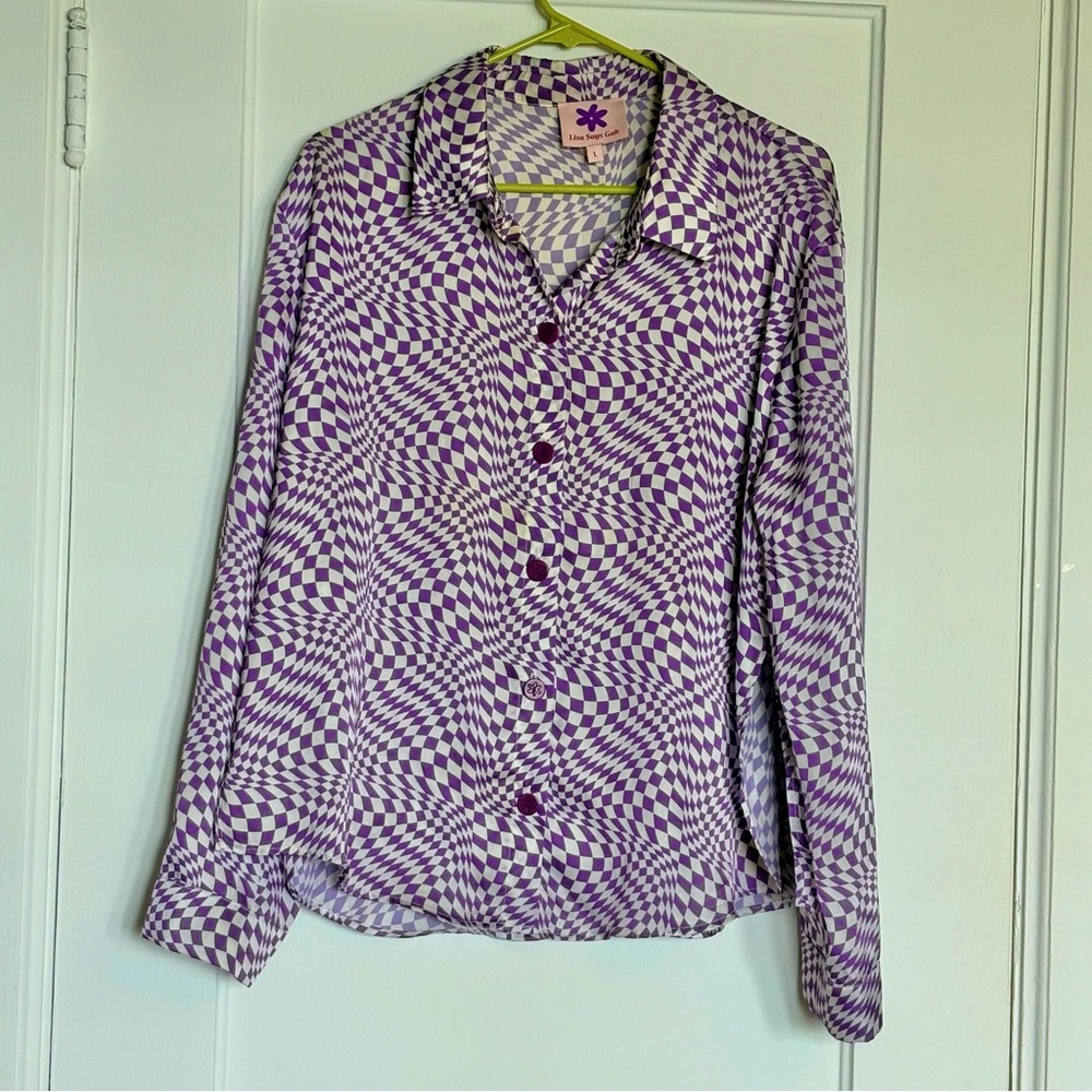 Lisa Says Gah x KJP Purple Warp Checker Bailey Set PJs - Picture 3 of 9